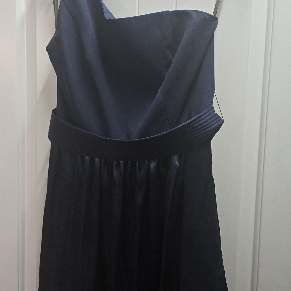 Vera Wang Blue One Shoulder Fit and Flare Prom Dress
